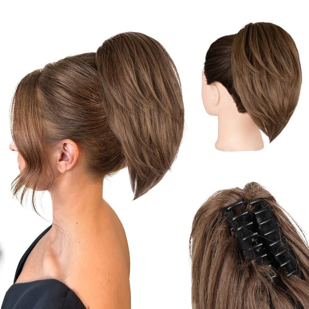 Claw Clip Ponytail Extension Synthetic Straight 10 Inch for Women